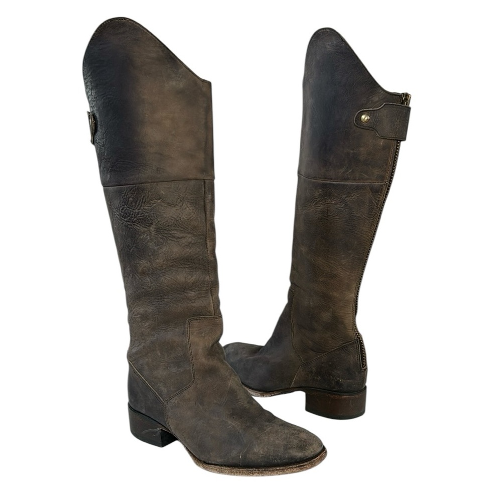 Freebird by Steven Size 8 brown leather distressed boots with back zipper & snap